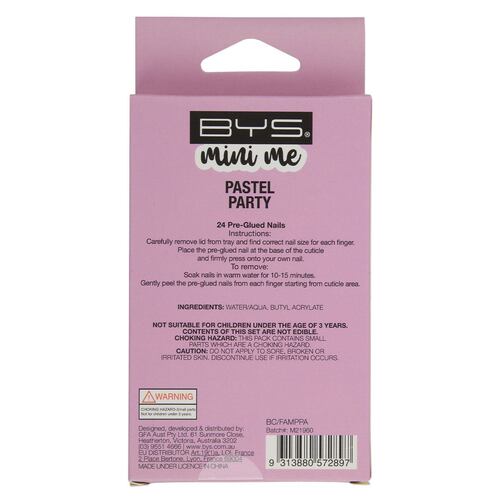 Uñas Decoradas 24 Piezas Pastel Party BM003 Bys Mini Me
