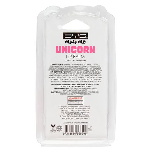 Balsamo de Labios 3 Piezas Unicorn Bys Mini Me