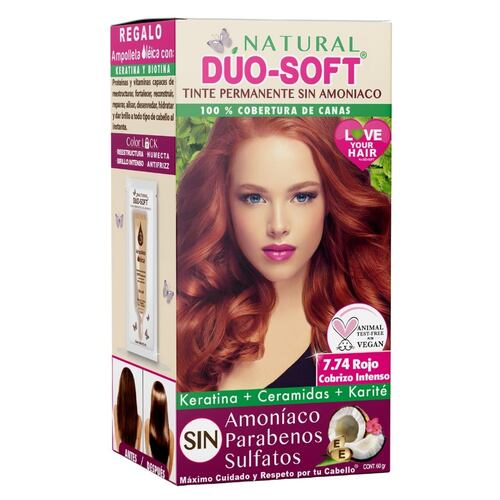 Tinte Natural Dúo-Soft Sin Amoníaco Rojo Cobrizo Intenso