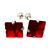 Broquel Cuadrado Plata 925 Piedra Roja Chico APL110423