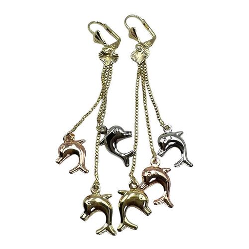 Aretes Delfín Tricolor Golden Wishes