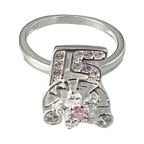 Anillo Giratorio 15 Años Rosa Golden Wishes