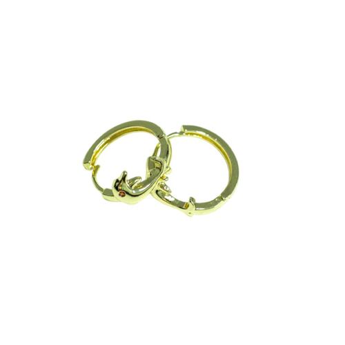 Aretes Delfin Huggie Chapa de Oro Dorado Golden Wishes