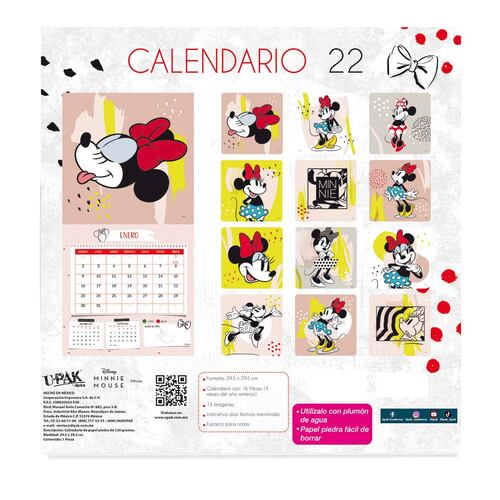 Calendario Minnie Mouse coqueta 2022