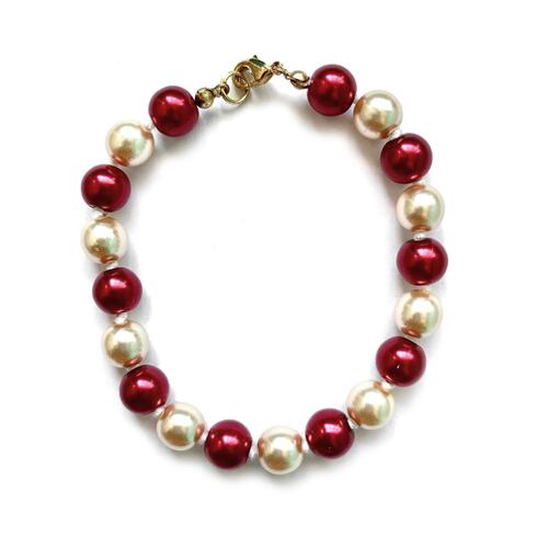 Pulsera Frida nudo perla crema roja ACEMOR