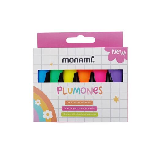 Set 6 Plumones Tonos Neón Monami