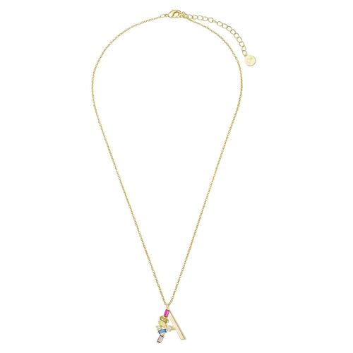 Collar Letra A Baño de Oro 14K y Circonias Dímelo con Amor
