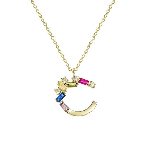 Collar Letra C Baño de Oro 14K y Circonias Dímelo con Amor