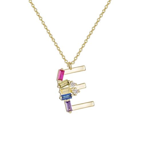 Collar Letra E Baño de Oro 14K y Circonias Dímelo con Amor