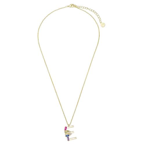 Collar Letra E Baño de Oro 14K y Circonias Dímelo con Amor