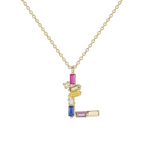 Collar Letra L Baño de Oro 14K y Circonias Dímelo con Amor