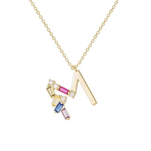 Collar Letra M Baño de Oro 14K y Circonias Dímelo con Amor