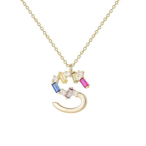 Collar Letra S Baño de Oro 14K y Circonias Dímelo con Amor