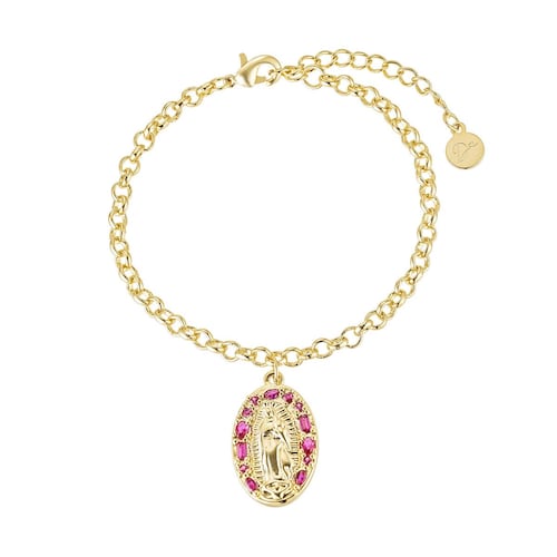 Pulsera Virgen de Guadalupe Baño de Oro 14K y Circonias Dímelo con Amor