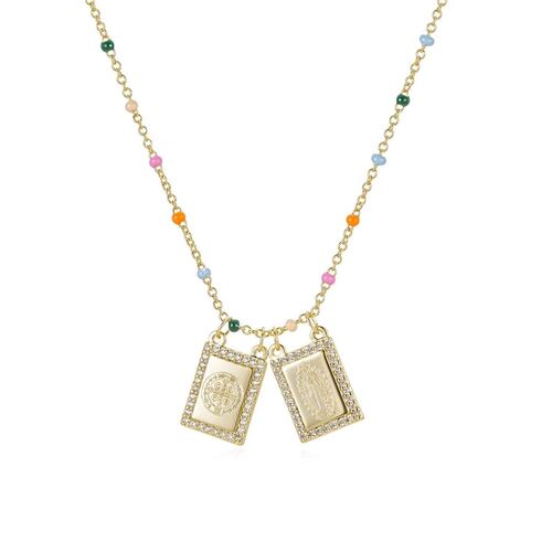 Collar Escapulario Baño de Oro 14K y Circonias Dímelo con Amor