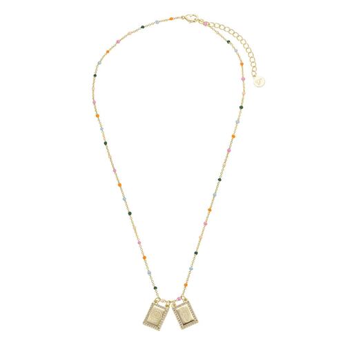 Collar Escapulario Baño de Oro 14K y Circonias Dímelo con Amor