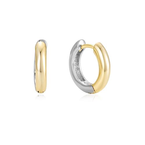 Aretes Doble Vista Dorado y Plateado Baño de Oro 14K Dímelo con Amor