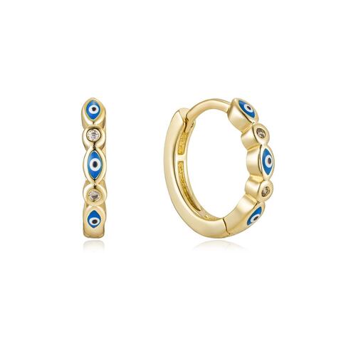 Aretes Hoops Ojo Turco Baño de Oro 14K Dímelo con Amor