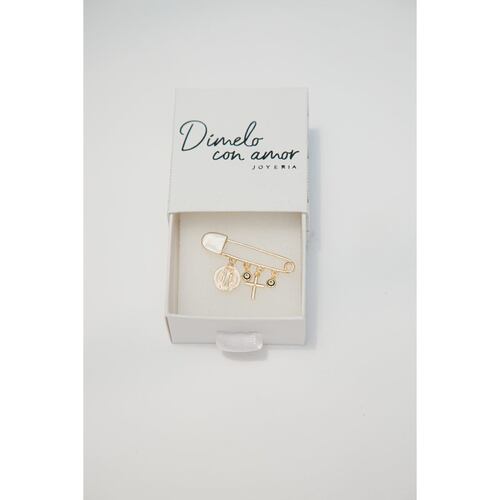 Pin para Bebé San Benito Baño de Oro 14K Dímelo con Amor