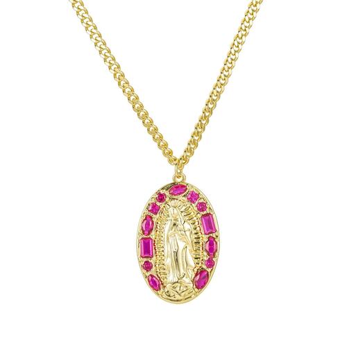Collar Virgen de Guadalupe Baño de Oro 14K y Circonias Dímelo con Amor