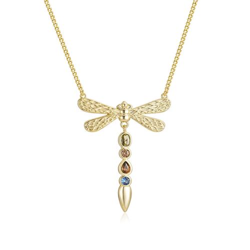 Collar Libélula l Baño de Oro 14K y Circonias Dímelo con Amor
