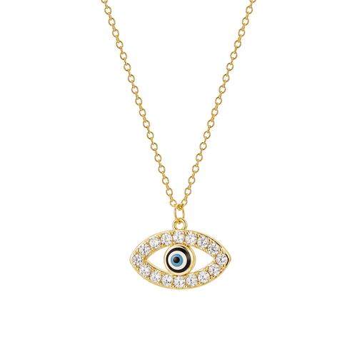 Collar Ojo Turco Dorado Baño de Oro 14K Dímelo con Amor