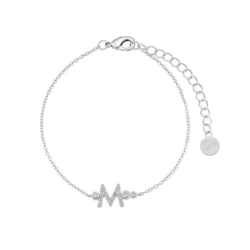 Pulsera Inicial Letra M Plateado Aleación de Metal Dímelo con Amor