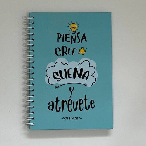 Libreta Pasta Dura con Espiral Cuadricula Grande Lettering Disney Paper & Will