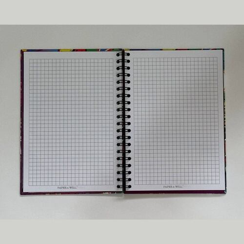 Libreta Pasta Dura con Espiral Cuadricula Grande Grafity Paper & Will
