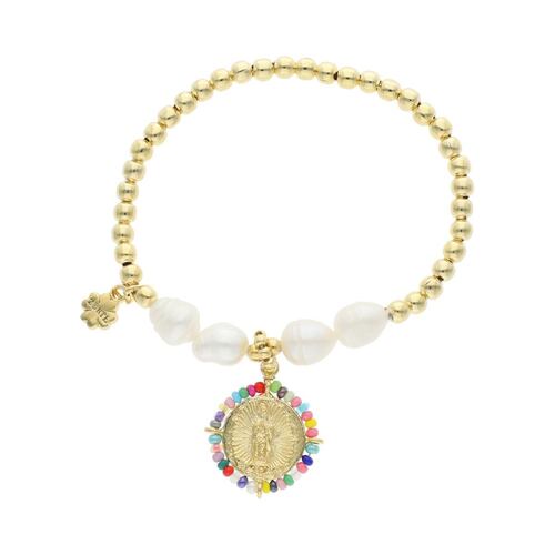 Pulsera Dije Virgen de Guadalupe Chapa de Oro 18K Zorte