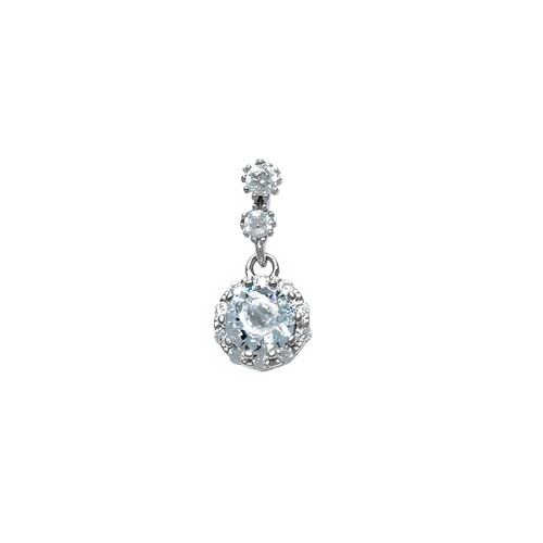 Dije Con Cadena Dos Círculos Pequeños Y Uno Grande Diamante Simulado Cd05042 Plata .925 Terminado En Rodio Vicari
