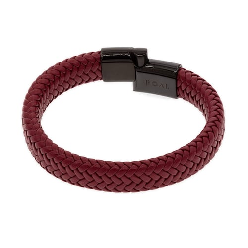 Pulsera Gruesa de Piel Roja con Broche para Hombre Mayfer Homme