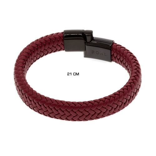 Pulsera Gruesa de Piel Roja con Broche para Hombre Mayfer Homme