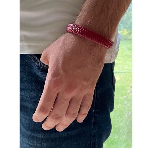 Pulsera Gruesa de Piel Roja con Broche para Hombre Mayfer Homme