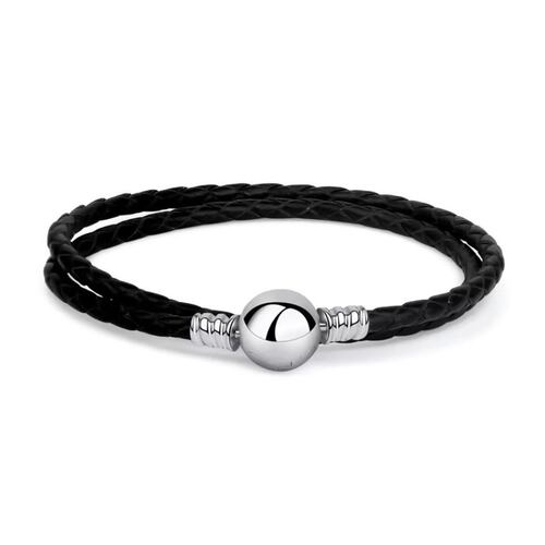 Pulsera piel broche plata