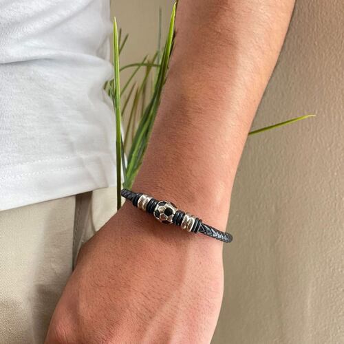 Pulsera de Piel Balón Acero Mayfer