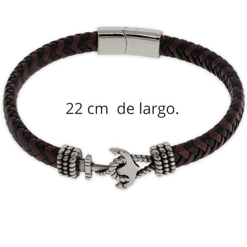 Pulsera Trenzada de Piel con Dije de Ancla Mayfer Homme