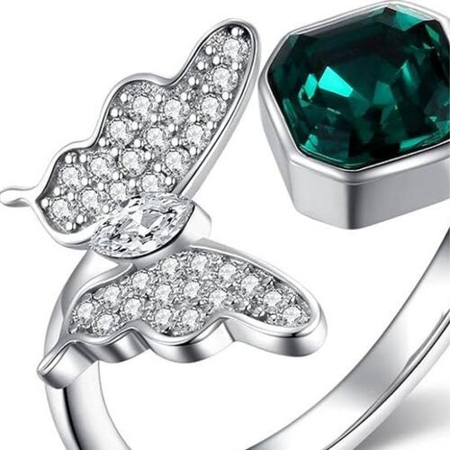 Anillo Mariposa Cubo Esmeralda Mayfer