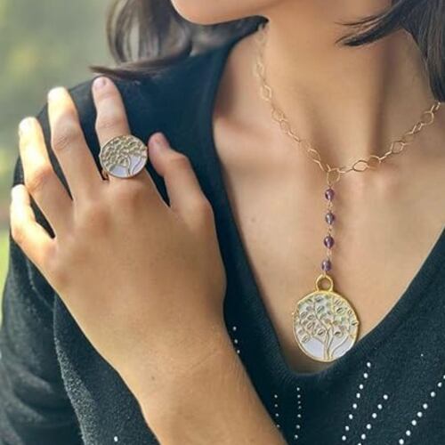 Anillo Ajustable de Mandala Tonalidades Moradas Ablime