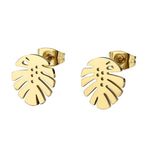 Pendientes Con Forma De Flor Y Hoja De Rosa Para Mujeres Aretes De Oro  Joyería