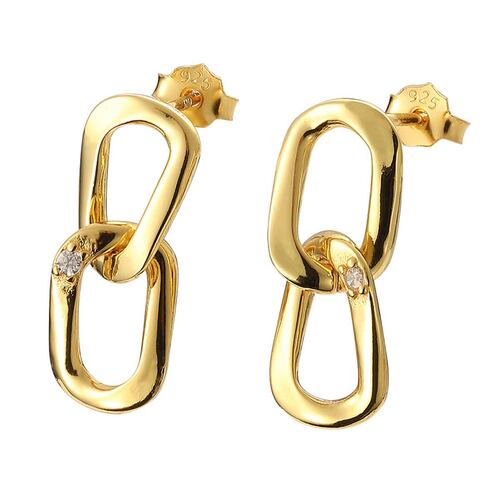 Aretes Eslabones Plata .925 Dorado ESE021G Enso