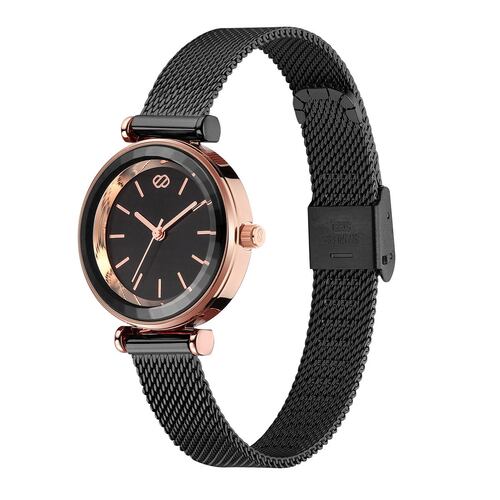 Reloj De Pulso Para mujer Enso De Mesh Color Negro