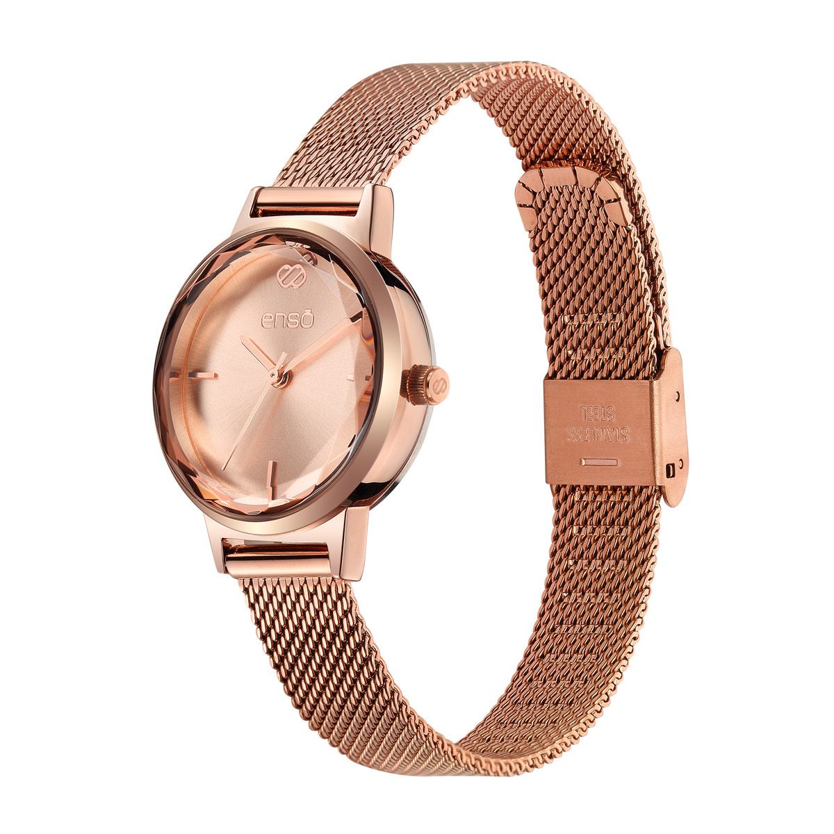 Reloj De Pulso Para mujer Enso De Mesh Color Rosado