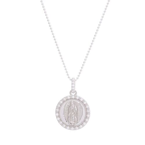 Medalla Virgen de Guadalupe con marco de circonias plata