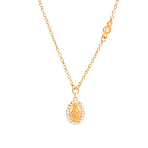Medalla Virgen de la Medalla Milagrosa mini marco de circonias dorada