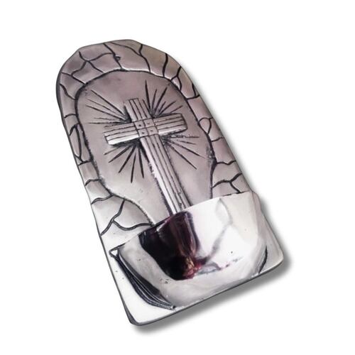 Figura Decorativa Pila con Diseño de Cruz para Agua Bendita MAE