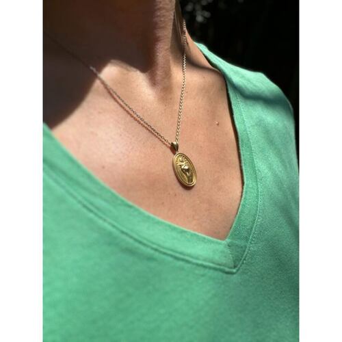 Medalla de la Virgen de la Dulce Espera Plata .925 Dorado Mãe