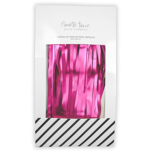 Cortina Decorativa Tiras Papel Metálico Dark Pink 100 x 200 cm
