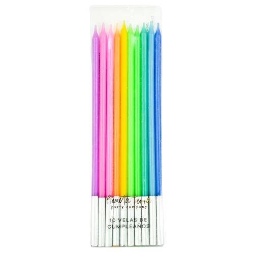 Set 10 Velas de Cumpleaños Cera Multicolor