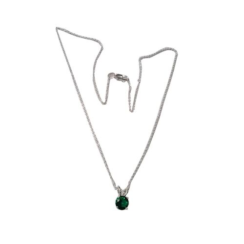Collar Plata .925 Dije Cristal Verde Esmeralda BBP